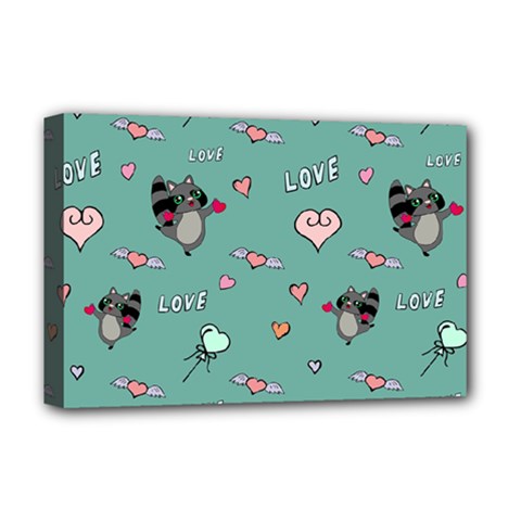 Raccoon Texture Seamless Scrapbooking Hearts Deluxe Canvas 18  X 12  (stretched) by pakminggu