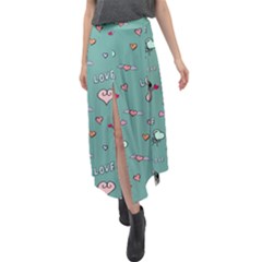 Raccoon Texture Seamless Scrapbooking Hearts Velour Split Maxi Skirt by pakminggu