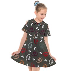 Art Halloween Pattern Creepy Design Digital Papers Kids  Short Sleeve Shirt Dress by pakminggu