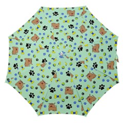 Dog Pattern Seamless Blue Background Scrapbooking Straight Umbrellas by pakminggu