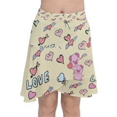 Pig Animal Love Romance Seamless Texture Pattern Chiffon Wrap Front Skirt by pakminggu