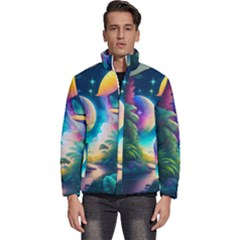 Jungle Moon Light Plants Space Men s Puffer Bubble Jacket Coat by Ravend