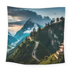 Nature Mountain Valley Square Tapestry (large) by Ravend