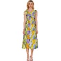 Spring Flowers V-Neck Drawstring Shoulder Sleeveless Maxi Dress View1