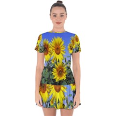 Sunflower Gift Drop Hem Mini Chiffon Dress by artworkshop