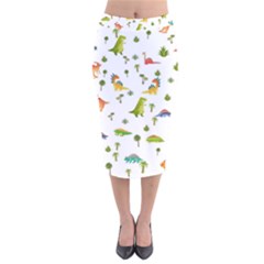 Vector Baby Dino Seamless Pattern Velvet Midi Pencil Skirt by Grandong