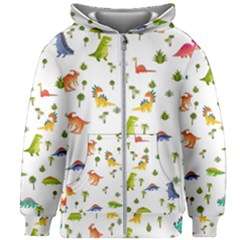 Vector Baby Dino Seamless Pattern Kids  Zipper Hoodie Without Drawstring by Grandong