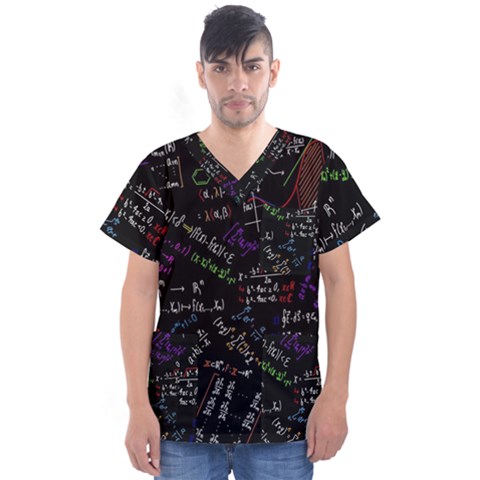 Mathematics  Physics Maths Math Pattern Men s V-neck Scrub Top by Grandong