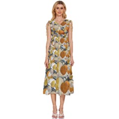 Wallpapper V-neck Drawstring Shoulder Sleeveless Maxi Dress by artworkshop