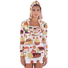 Dessert And Cake For Food Pattern Long Sleeve Hooded T-shirt by Grandong