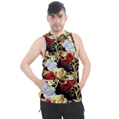 Roses Seamless Pattern Men s Sleeveless Hoodie by Grandong