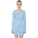 Dentist Blue Seamless Pattern V-neck Bodycon Long Sleeve Dress View1