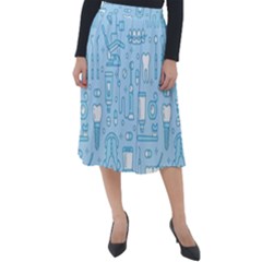 Dentist Blue Seamless Pattern Classic Velour Midi Skirt  by Grandong