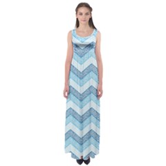 Seamless Pattern Of Cute Summer Blue Line Zigzag Empire Waist Maxi Dress by Grandong