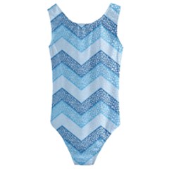 Seamless Pattern Of Cute Summer Blue Line Zigzag Kids  Cut-out Back One Piece Swimsuit by Grandong