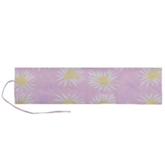 Mazipoodles Bold Daisies Pink Roll Up Canvas Pencil Holder (l) by Mazipoodles