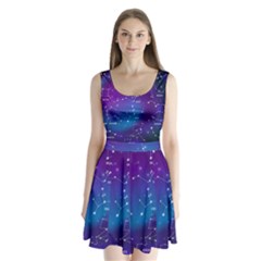 Realistic Night Sky With Constellations Split Back Mini Dress  by Cowasu