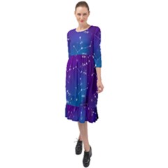 Realistic Night Sky With Constellations Ruffle End Midi Chiffon Dress by Cowasu