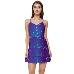 Realistic Night Sky With Constellations Short Frill Dress by Cowasu