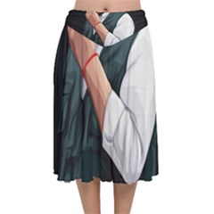 Moosewala Velvet Flared Midi Skirt by Mayank