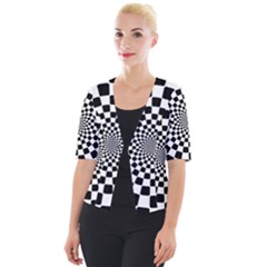 Geomtric Pattern Illusion Shapes Cropped Button Cardigan by Grandong