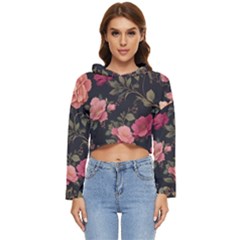 Flower Pattern Women s Lightweight Cropped Hoodie by Grandong