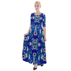 Oilpainting Blue Flowers In The Peaceful Night Half Sleeves Maxi Dress by pepitasart