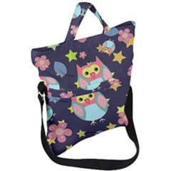 Owl-stars-pattern-background Fold Over Handle Tote Bag by pakminggu