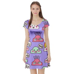 Cloud-seamless-pattern -- Short Sleeve Skater Dress by pakminggu