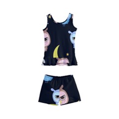 Cute-owl-doodles-with-moon-star-seamless-pattern Kids  Boyleg Swimsuit by pakminggu