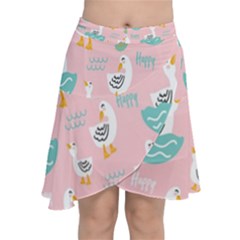 Cute Happy Duck Gift Card Design Seamless Pattern Template Chiffon Wrap Front Skirt by pakminggu