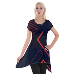 Gradient-geometric-shapes-dark-background-design Short Sleeve Side Drop Tunic by pakminggu