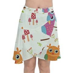 Forest-seamless-pattern-with-cute-owls Chiffon Wrap Front Skirt by pakminggu