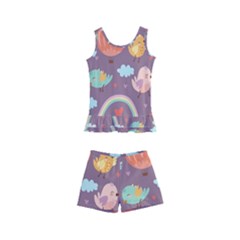 Cute-seamless-pattern-with-doodle-birds-balloons Kids  Boyleg Swimsuit by pakminggu