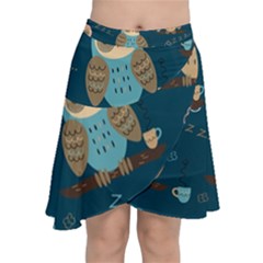 Seamless-pattern-owls-dreaming Chiffon Wrap Front Skirt by pakminggu