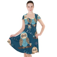 Seamless-pattern-owls-dreaming Cap Sleeve Midi Dress by pakminggu