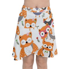 Cute-colorful-owl-cartoon-seamless-pattern Chiffon Wrap Front Skirt by pakminggu