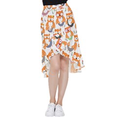 Cute-colorful-owl-cartoon-seamless-pattern Frill Hi Low Chiffon Skirt by pakminggu