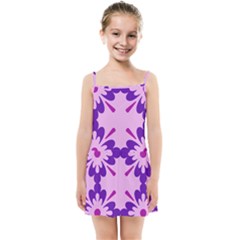 Pink And Purple Flowers Pattern Kids  Summer Sun Dress by shoopshirt