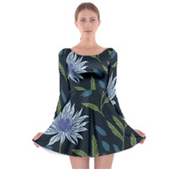 Abstract Floral- Ultra-stead Pantone Fabric Long Sleeve Skater Dress by shoopshirt