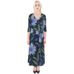 Abstract Floral- Ultra-stead Pantone Fabric Quarter Sleeve Wrap Maxi Dress by shoopshirt