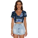 Abstract Floral- Ultra-stead Pantone Fabric V-Neck Crop Top View1