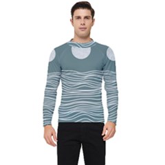 Sea Waves Moon Water Boho Men s Long Sleeve Rash Guard by uniart180623