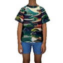 Japan Mount Fuji Japanese Kids  Short Sleeve Swimwear View1