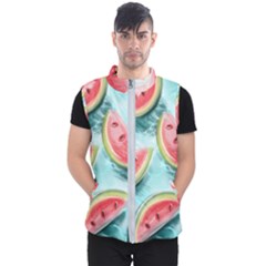 Watermelon Fruit Juicy Summer Heat Men s Puffer Vest by uniart180623