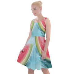 Watermelon Fruit Juicy Summer Heat Knee Length Skater Dress by uniart180623