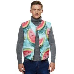 Watermelon Fruit Juicy Summer Heat Men s Button Up Puffer Vest	 by uniart180623