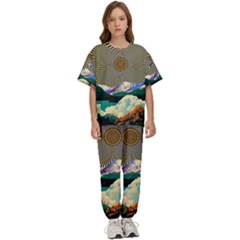 Surreal Art Psychadelic Mountain Kids  T-shirt And Pants Sports Set by uniart180623