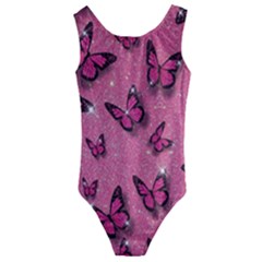 Pink Glitter Butterfly Kids  Cut-out Back One Piece Swimsuit by uniart180623