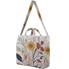 Woman Flower Pattern Square Shoulder Tote Bag by pakminggu